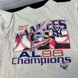Gray '98 AL Champions Yankees vintage jersey majestic made in USA.